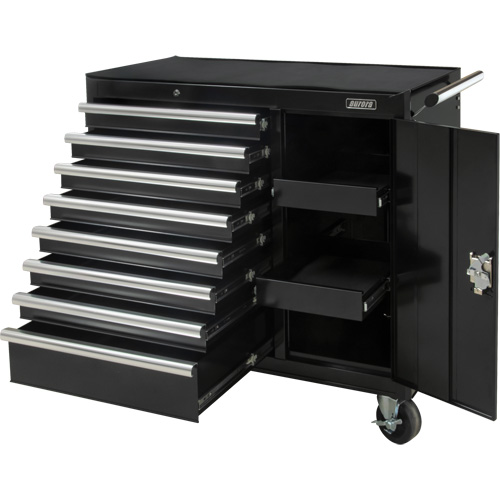 Aurora Tools TER218 Industrial Tool Cart, 8 Drawers, 44-3/10" W x 21-1/10" D x 36-7/10" H, Black