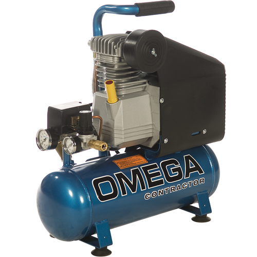 Omega Compressors DD-1503 Portable Contractor Series Compressors - Oil Lube, Direct Drive, Electric, 2.6 Gal. (3.2 US Gal), 125 PSI, 115/1 V