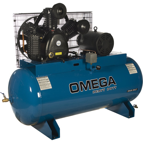 Omega Compressors TK-7580-03M Compresseurs d'air s&eacute;rie industrielle - Compresseurs horizontaux - Deux &eacute;tages, 66,6 gal. (80 gal. US)