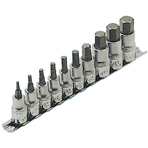 JET 601802 HSW3812-10 SAE Bit Socket Set, Hex, 1/2"/3/8" Drive, 10 Pcs