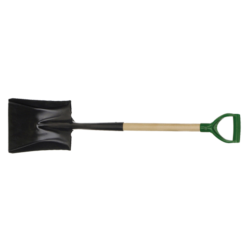 Practica TDS Square Point Shovel, Wood, Tempered Steel Blade, D-Grip Handle, 29" Long