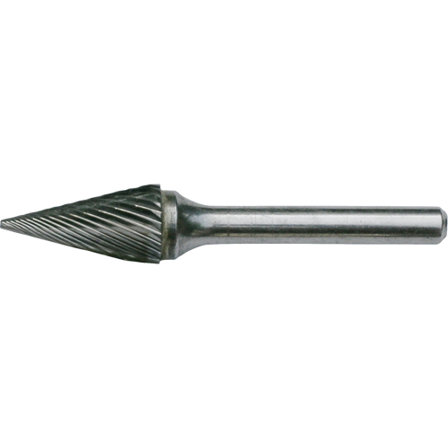 Cleveland C17698 Solid Carbide Burrs - Pointed Cone Shape, SM-5, 1/2" Dia., 1/4" Shank, 7/8" Depth of Cut