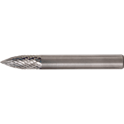 Cleveland C17575 Solid Carbide Burrs - Tree Shape Pointed End, SG-1, 1/4" Dia., 1/4" Shank, 5/8" Depth of Cut