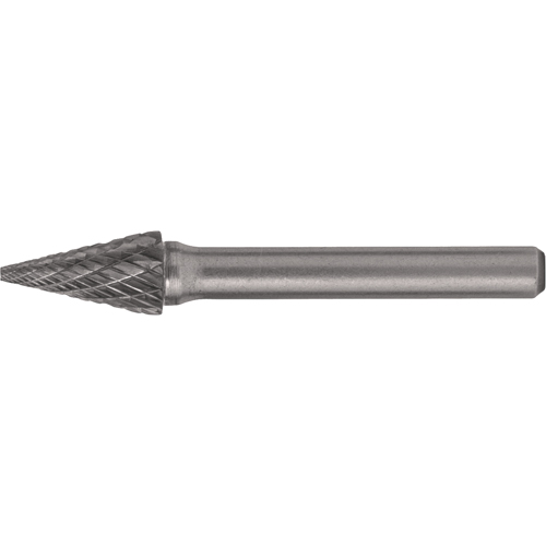 Cleveland C17568 Solid Carbide Burrs - Pointed Cone Shape, SM-42, 1/8" Dia., 1/8" Shank, 7/16" Depth of Cut