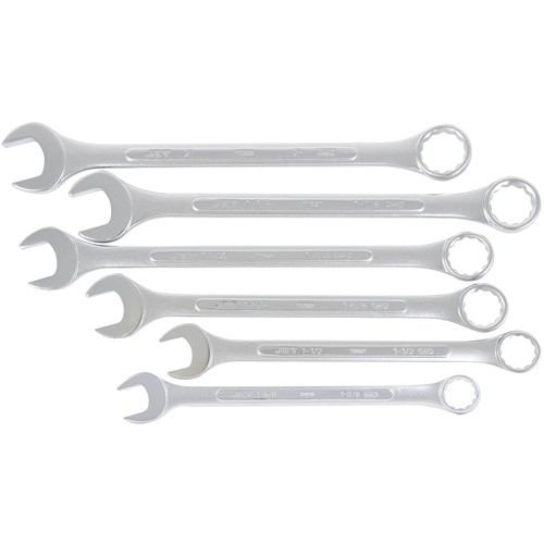JET 700125 Fully Polished Long Pattern Combination Wrench Set, Combination, 6 Pieces, Imperial
