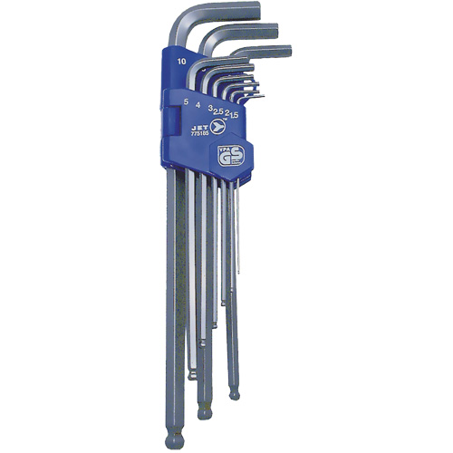 JET 775185 JBHK-9XLM Extra Long Ball Nose Hex Key Set, 9 Pcs., Metric