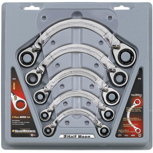 Gearwrench 9850 ENS 5 MCX CLES DEMIS-LUNE REV,10MM - 22MM