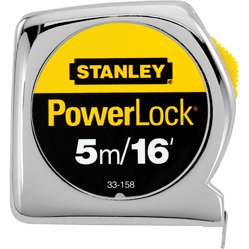 Stanley Tools 33-158 PowerLock&reg; Measuring Tape, 1"/16ths of an Inch x 16', 16th Milimeters Graduations