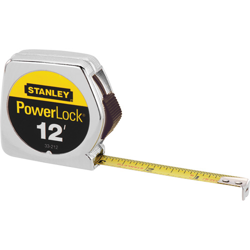 Stanley Tools 33-212 Ruban &agrave; mesurer PowerLock, 1/2" x 12', Marques de goujon Imp&eacute;rial