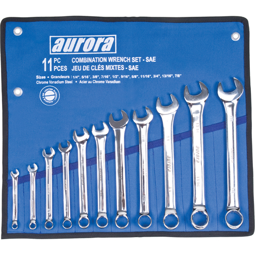 Aurora Tools TLV053 Wrench Set, Combination, 11 Pieces, Imperial