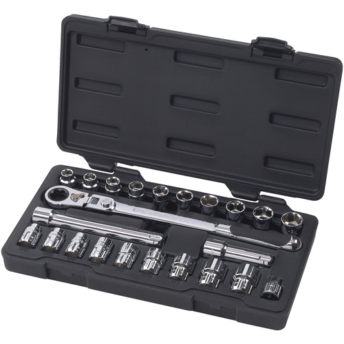 Gearwrench 893823 Jeu d'outils m&eacute;caniques standard SAE/m&eacute;trique &agrave; six pans Pass-Thru , 23 Mcx, Prise de 3/8"