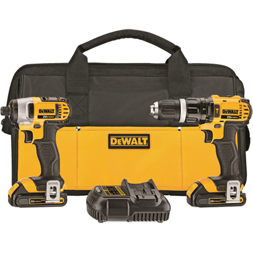 DEWALT DCK285C2 Max* Compact Hammer Drill & Impact Driver Kit, Lithium-Ion, 20 V