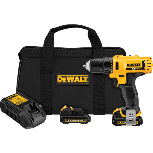DEWALT DCD710S2 Ensemble perceuse/visseuse max, Lithium-ion, 12 V, Mandrin 3/8", Couple 189 UWO