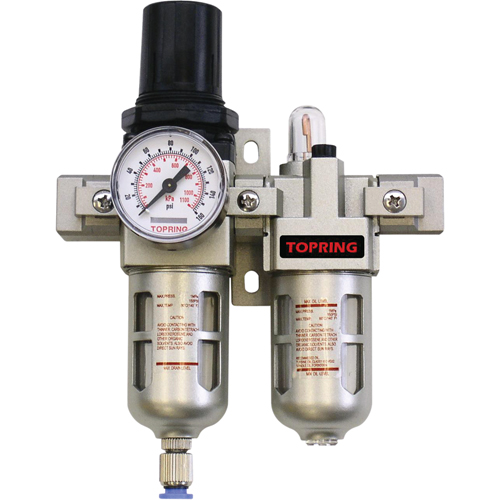 Topring 51.320 Airflo Compact Filter/Regulator & Lubricator (Gauge Included), 1/4" NPT