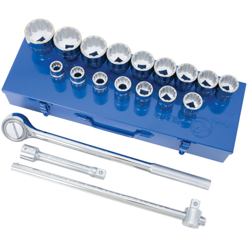JET 600402 Jeu de douilles & cl&eacute;s &agrave; douilles SAE &agrave; 12 pans SW7521, 21 Mcx, Prise de 3/4"