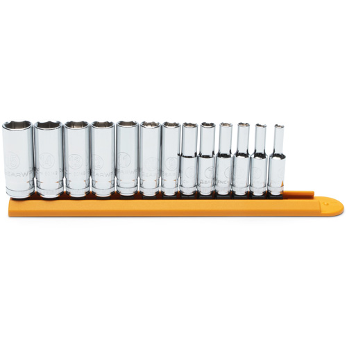 Gearwrench 80304 Jeu de douilles m&eacute;triques &agrave; six pans, 13 Mcx, Prise de 1/4", Profond