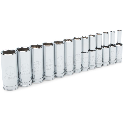 Gearwrench 80304 Jeu de douilles m&eacute;triques &agrave; six pans, 13 Mcx, Prise de 1/4", Profond