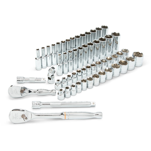 Gearwrench 80550 Jeu d'outils SAE/m&eacute;triques &agrave; 6 pans pour m&eacute;canicien, 57 Mcx, Prise de 3/8", Profond