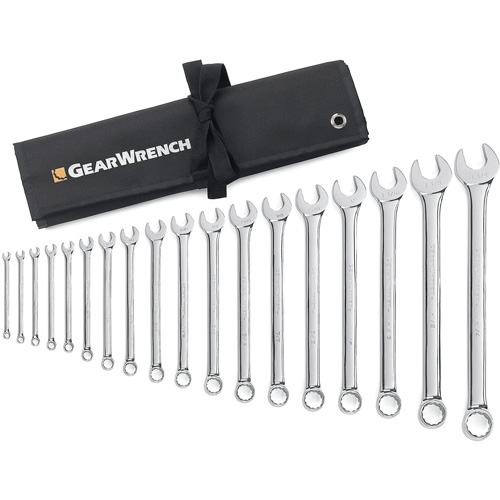Gearwrench 81917 12-Point Long Pattern Wrench Set, Combination, 18 Pieces, Imperial