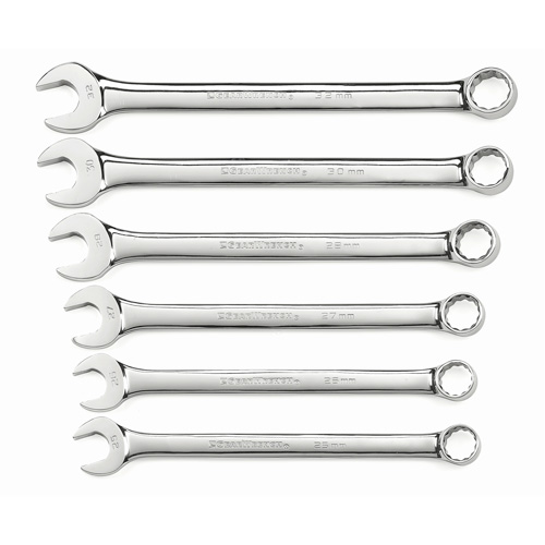 Gearwrench 81922 12-Point Long Pattern Wrench Set with Tool Roll, Combination, 6 Pieces, Metric