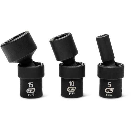 Gearwrench 84905 Jeu de 12 douilles m&eacute;triques flexibles universelles &agrave; chocs 1/4" &agrave; 6 pans