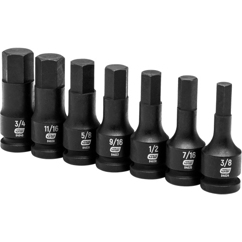 Gearwrench 84941 Jeu de douilles &agrave; hexagonales SAE, 7 Mcx, Chocs, Prise de 1/2"