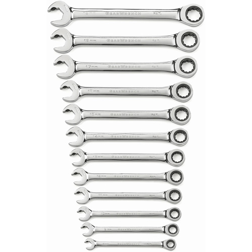 Gearwrench 85597 72-Tooth 12-Point Ratcheting Wrench Set, Open-Ended, 12 Pieces, Metric