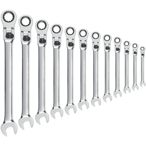 Gearwrench 85698 Jeu de cl&eacute;s &agrave; cliquets &agrave; verouillage tr&egrave;s grands &agrave; 12 pans et 72 dents, Combinaison/T&ecirc;te articul&eacute;e, 12 morceaux, M&eacute;trique
