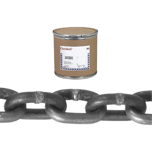 Campbell T0120430 Campbell&reg; Proof Coil Chain, Low Carbon Steel, 1/4" x 400' (121.9 m) L, Grade 30, 1300 lbs. (0.65 tons) Load Capacity