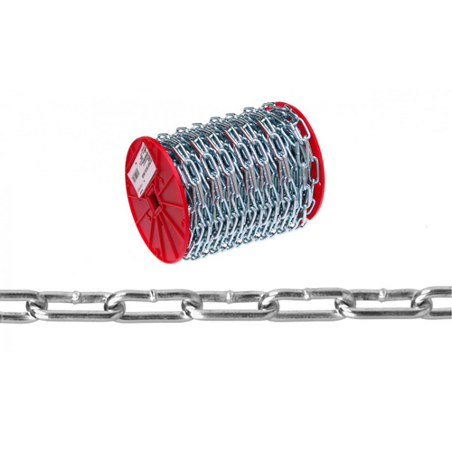 Campbell T0723627 Chaîne droite, Acier &agrave; faible teneur en carbone, 2/0 x 125' (38,1 m) l, Charge d'utilisation 520 lb (0,26 tonne)