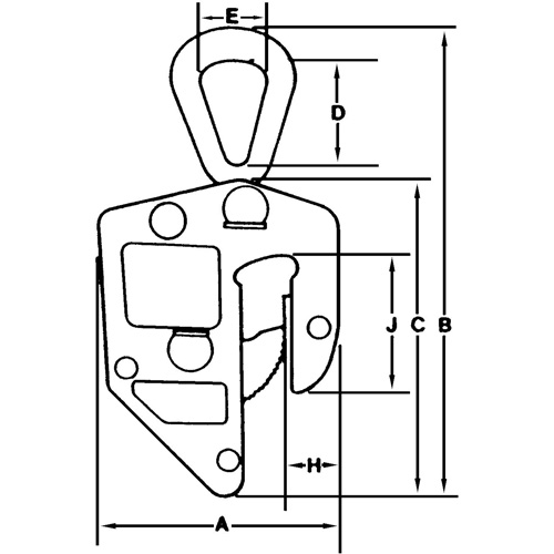 Campbell 6420705 Locking E Plate Clamp, 16000 lbs. (8 tons), 1/2" - 2-1/2" Jaw Opening