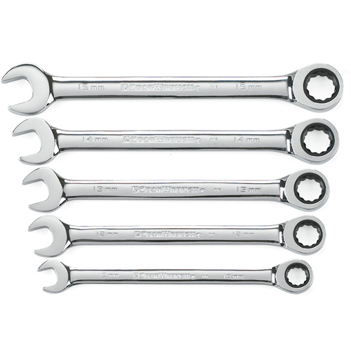Gearwrench 93004D Jeu de cl&eacute;s &agrave; cliquet &agrave; 12 pans et 72 dents, Combinaison, 5 morceaux, M&eacute;trique