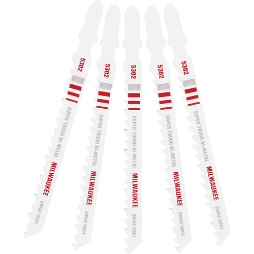 Milwaukee 48-42-5302 Lame de scie sauteuse, Bim&eacute;tal, Tige en T, 4" lo, 6 dents par pouce