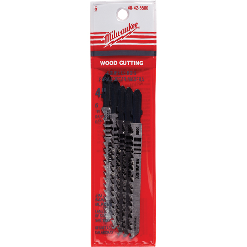 Milwaukee 48-42-5500 Jigsaw Blade, Bi-Metal, T-Shank, 4" L, 6 TPI