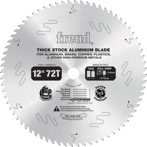 Freud LU89M012 Industrial Saw Blade, 12", 72 Teeth, Non-Ferrous Use