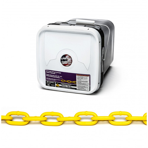 Campbell PD0143426 Proof Coil Chain, Low Carbon Steel, 1/4" x 75' (22.9 m) L, Grade 30, 1300 lbs. (0.65 tons) Load Capacity