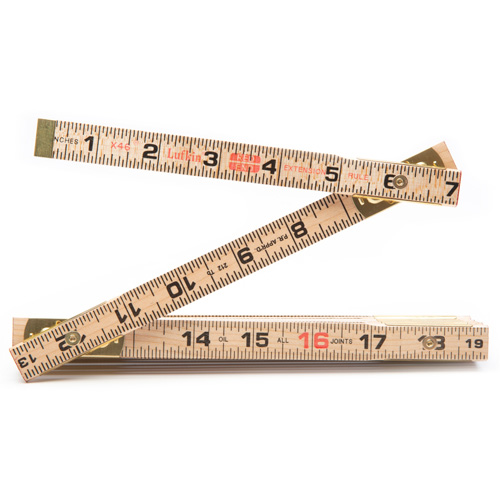 Lufkin By Crescent TX46N Red End&reg; Rule with Two 6" Slide Rule Extensions, 6' L, Wood, 1/16" Graduations