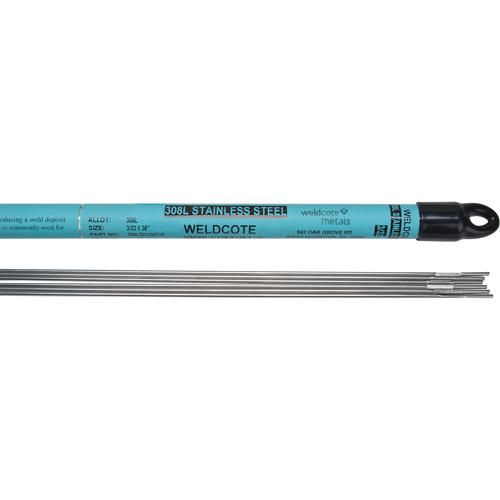 Weldcote Metals 308L332X36T1P 36" Cut Length TIG Rods, 3/32", Stainless Steel