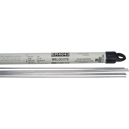 Weldcote Metals 404318X36T1P 36" Cut Length TIG Rods, 1/8", Aluminum