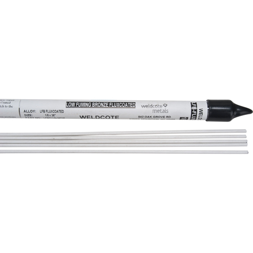 Weldcote Metals LFBFC332X36T1P 36" Cut Length TIG Rods, 3/32", Low Fuming Bronze-flux coated