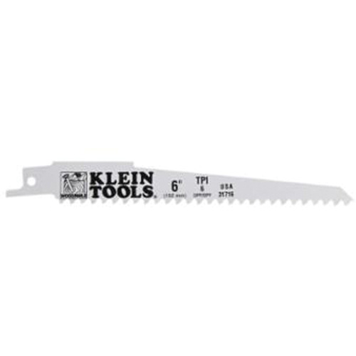 Klein Tools 31716 Reciprocating Saw Blades, Bi-Metal, 6 TPI, 6" L x 3/4" W
