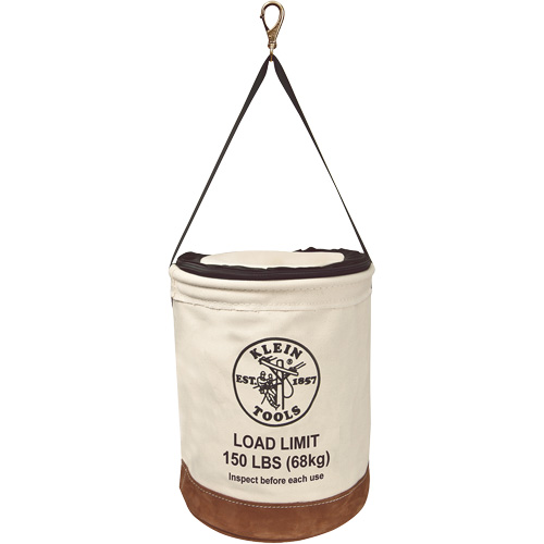 Klein Tools 5104CLR17 Canvas Bucket with Closing Top, Canvas, 14" Dia. x 17" H, 150 lbs. Load Rating