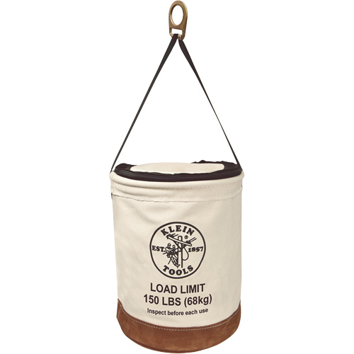 Klein Tools 5104CLR22 Canvas Bucket with Bucket Top, Canvas, 14" Dia. x 22" H, 150 lbs. Load Rating
