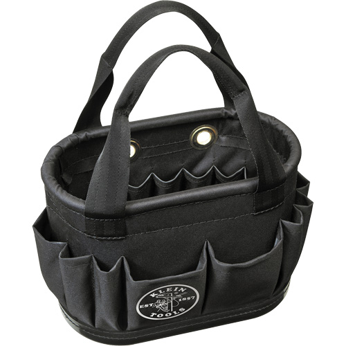Klein Tools 5144BHB14OS Seau a&eacute;rien &agrave; corps dur avec 29 poches, 14" lo x 10" h, Polyester, Noir