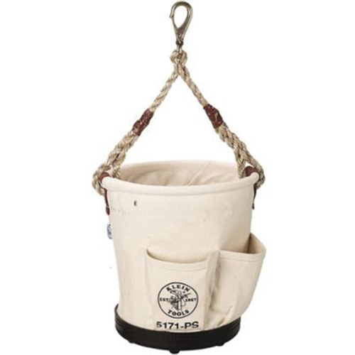 Klein Tools 5171PS Tapered-Wall Bucket, 12" L x 9" W x 12" H, Canvas, Natural
