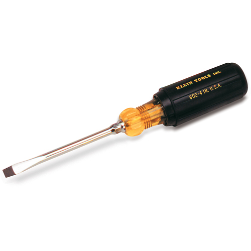 Klein Tools 602-8 Heavy-Duty Slot Keystone Screwdriver, 3/8", 13-7/16" L, Cushion Grip Handle
