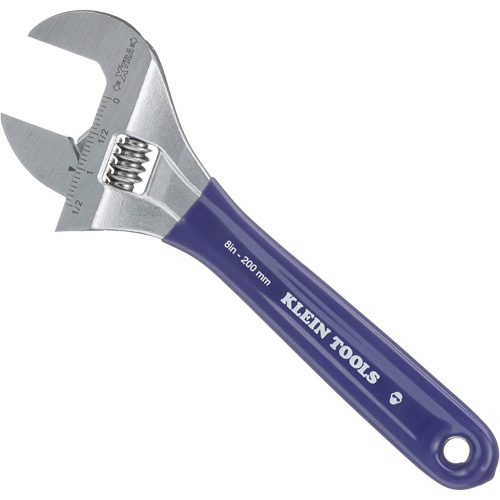 Klein Tools D509-8 Extra-Wide Jaw Adjustable Wrench, 8" L, 1-1/2" Max Width, Plain
