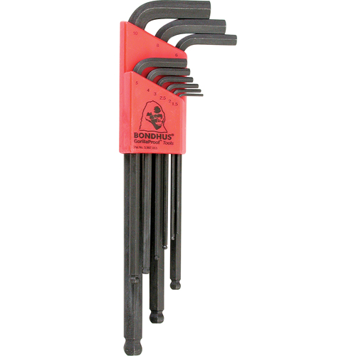 Bondhus 10999-BON Jeu de cl&eacute;s hexagonales en L &agrave; bout sph&eacute;riques Balldrive, 9 mcx, M&eacute;trique