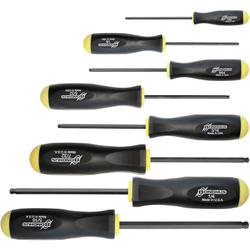Bondhus 10633-BON Ball Driver Screwdriver Sets - SAE, 8 Pcs.