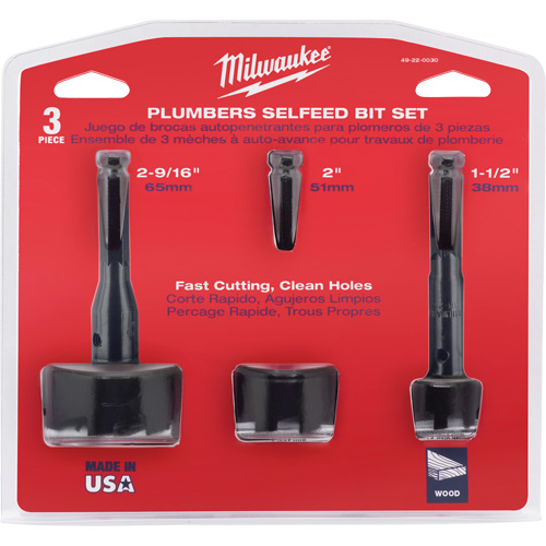 Milwaukee 49-22-0030 Jeu de forets &agrave; alimentation automatique pour plomberie, 3 morceaux, Acier alli&eacute;